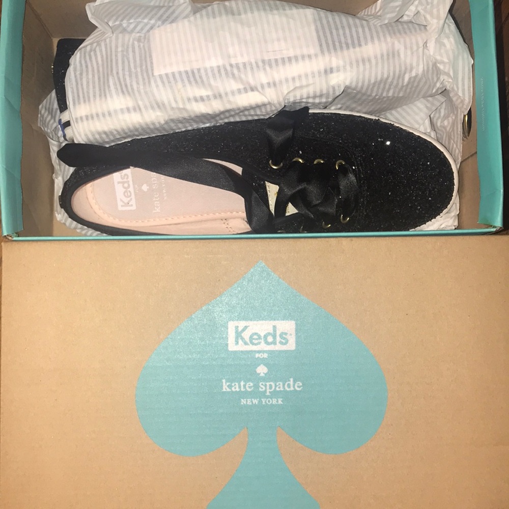 Women’s Size 7 Black Glitter - Keds x Kate Spade